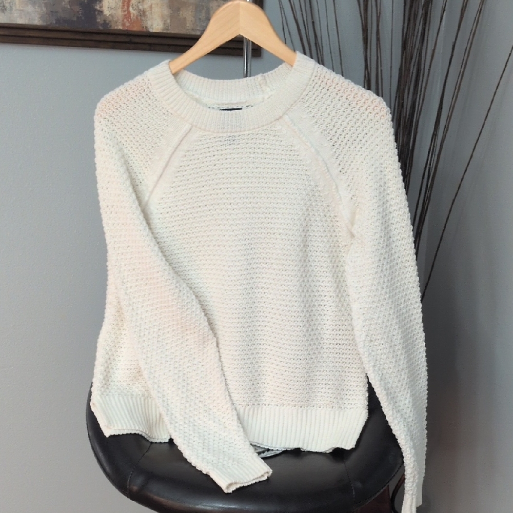 GAP Textured Cream Crew Neck Sweater
